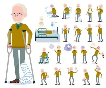 Flat type Yellow knit old man White sickness Stock Illustration