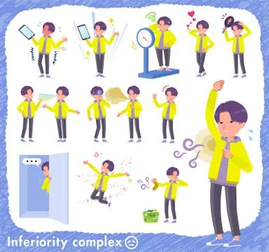 Flat type yellow Parker man complex Stock Illustration