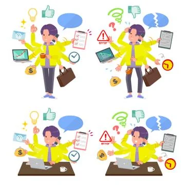 Flat type yellow Parker man mulch task Office Stock Illustration