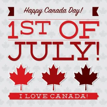 Flat typographic Canada Day card in vector format. Stock Illustration