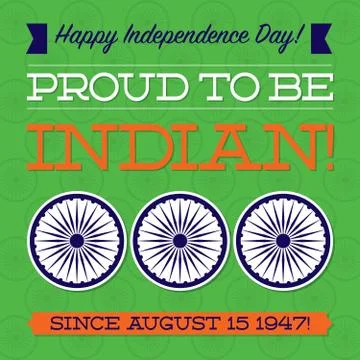 Flat typographic Indian independence Day card in vector format.. Stock Illustration