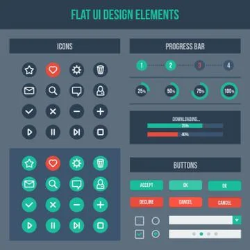 Flat UI design elements 스톡 일러스트