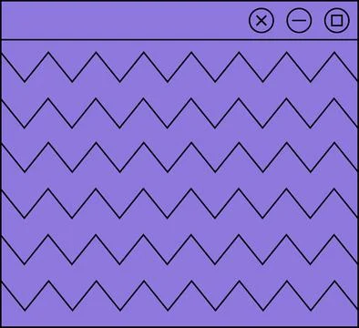 Flat UI window is showing black zigzag pattern on purple fill, controls on Illustrazione stock