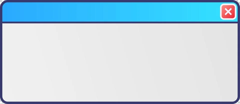 Flat UI window is showing gradient title bar and red close button on transparent Illustrazione stock