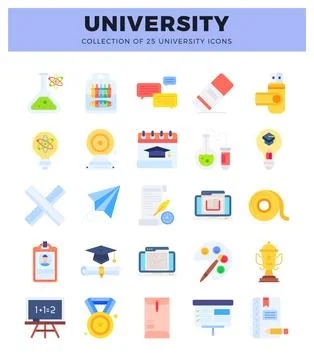 Flat university icons pack educations イラスト素材