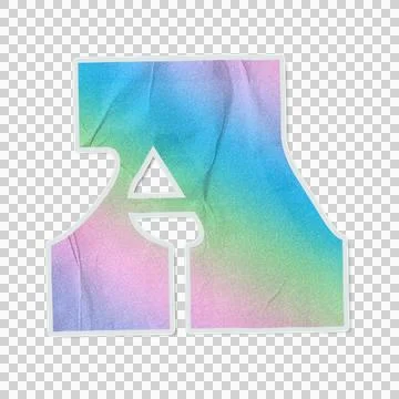 Flat uppercase letter A is floating on transparent background with pastel Stock Illustration