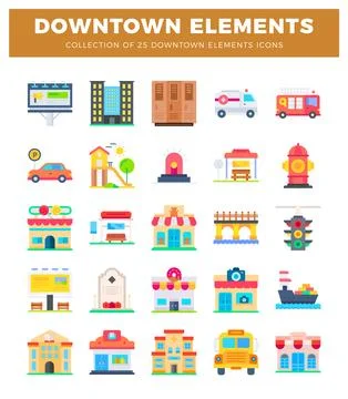 Flat urban icons for city development and transportation Illustrazione stock