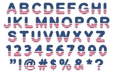 Flat usa flag font Illustrazione stock