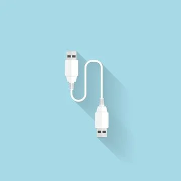 Flat USB cable icon for web. Stock Illustration