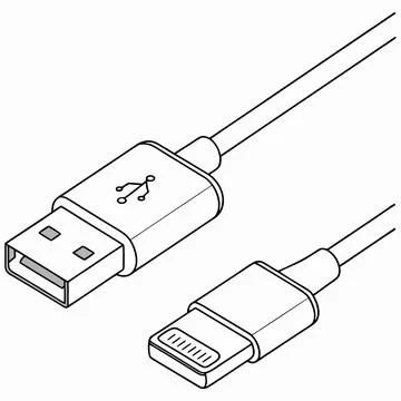 Flat USB Charging Cable Vector Illustration Stock Illustration