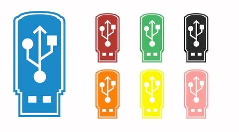 Flat USB device icon or illustration Stock Illustration