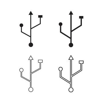 Flat USB icon set symbol vector Illustration. Stock Illustration