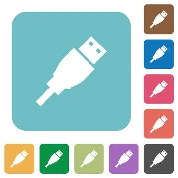 Flat USB plug icons Stock Illustration