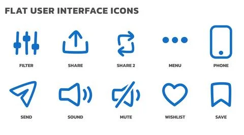 Flat user interface icons set for applications イラスト素材