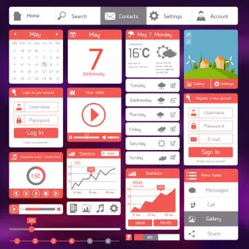 Flat user interface template Stock Illustration