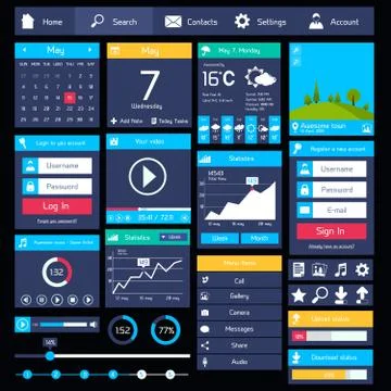 Flat user interface template Stock Illustration