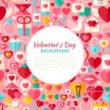 Flat Valentine Day Vector Pattern Background Stock Illustration