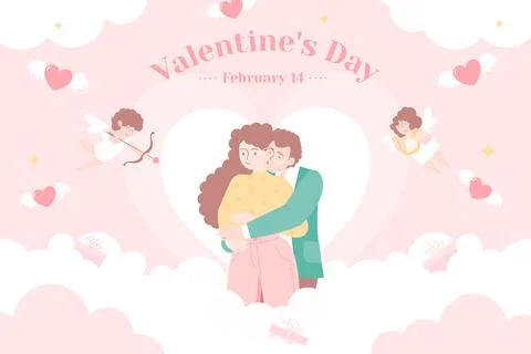 Flat valentine's day background Stock Illustration
