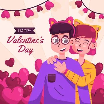 Flat valentine's day illustration Stock Illustration