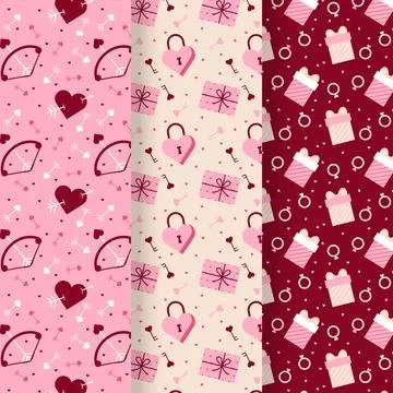 Flat valentine's day pattern collection 스톡 일러스트