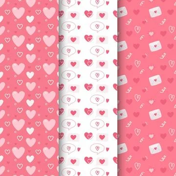 Flat valentine's day pattern pack Illustrazione stock