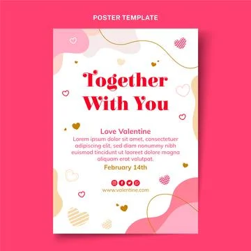Flat valentine's day vertical poster template Stock Illustration