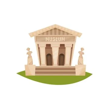 Flat vecror icon of public city museum. Building exterior with title, columns Ilustración de archivo