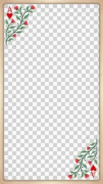 Flat vector Ace of Hearts is showing heart icons, vine motifs on transparent Stock Illustration