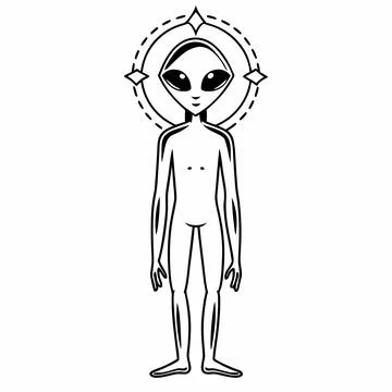 Flat Vector Alien Sci-Fi Character Design Stock Illustration