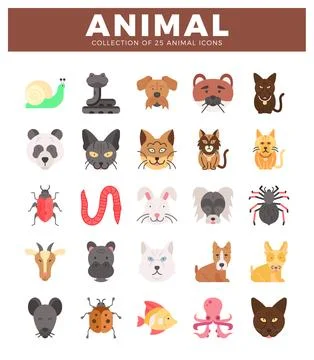 Flat vector animal icons. no action. Clean white background. Graphic design.. 스톡 일러스트