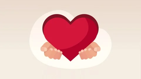 Flat vector animation of hands holding big red heart symbol representing lo.. Stock Footage 333896827