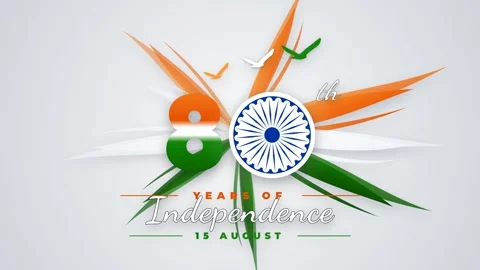 Flat vector animation of indian city celebrating 80 years of freedom. 4K Stock Footage 340304425