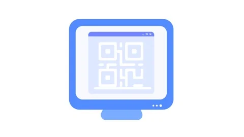 Flat Vector Animation of QR Code Displayed on Computer Monitor Screen. Vídeos de archivo 341401102