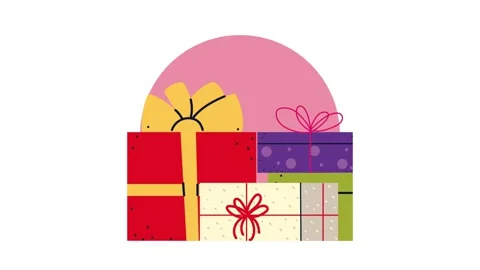 Flat vector animation of stacking christmas presents and colorful gift boxe.. Vídeos de archivo 339046088