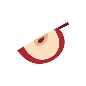 Flat vector apple slice illustration isolated on white. Simple minimal fruit Stock Illustration