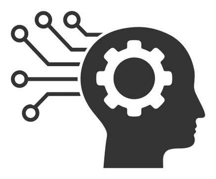 Flat Vector Artificial Mind Icon 스톡 일러스트