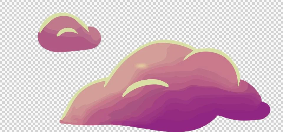 Flat vector artwork is showing two pastel pink to purple gradient clouds on イラスト素材