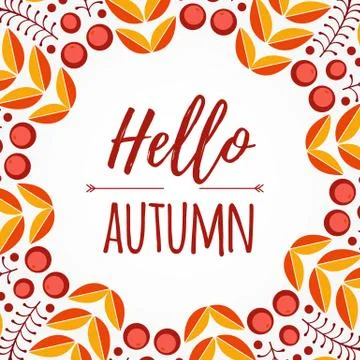 Flat vector autumn illustration. Background with Fall leaves and berries. Forest Illustrazione stock