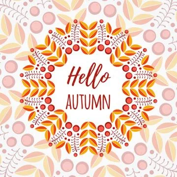 Flat vector autumn illustration. Background with Fall leaves and berries. Forest Illustrazione stock