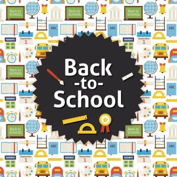 Flat Vector Back to School Background Stock Illustration