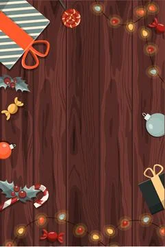 Flat vector banner Merry Christmas. Cartoon Christmas template with festive Stock Illustration