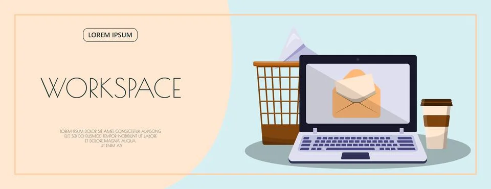 Flat vector banner template for office, business solutions, startup, time Stock Illustration