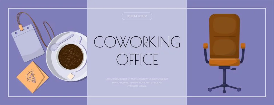Flat vector banner template for office, business solutions, startup, time Stock Illustration