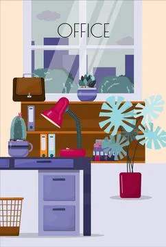 Flat vector banner template for office, business solutions, startup, time Stock Illustration