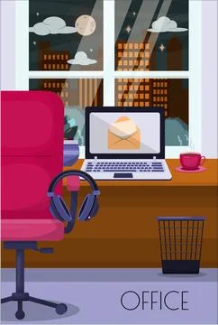 Flat vector banner template for office, business solutions, startup, time Stock Illustration