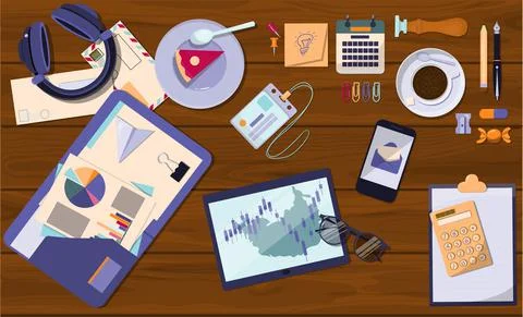 Flat vector banner template for office, business solutions, startup, time Stock Illustration