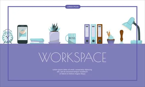 Flat vector banner template for office, business solutions, startup, time 库存插图