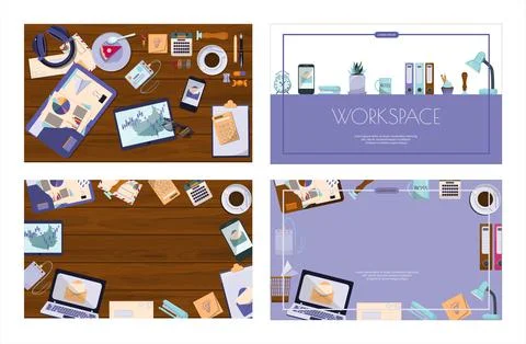 Flat vector banner template for office, business solutions, startup, time Stock Illustration