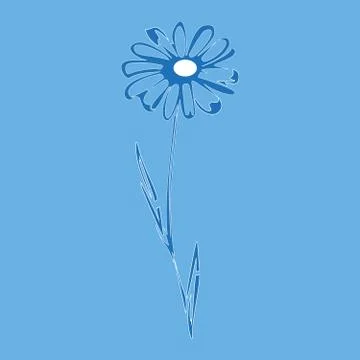 Flat vector beautiful black chamomile and leaves Stock Illustration