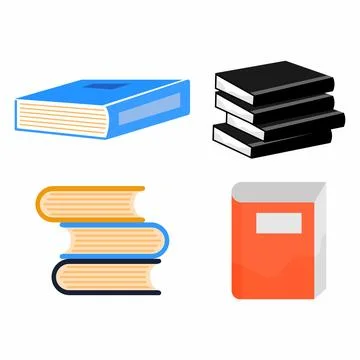 Flat Vector Book Icon Set and Stacks. Educations book icon vector Stock Illustration